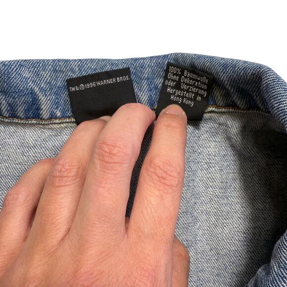 Vintage 1996 Warner Bros Studio Store Looney Tunes Embroidered Denim Vest XL - Picture 4 of 9